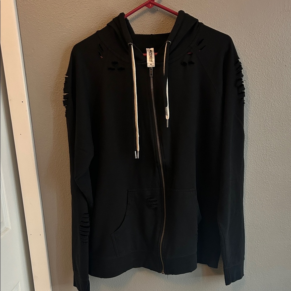 Black Distressed Hoodie